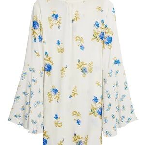 Free People - Cream with Blue and Yellow Floral Backless Tunic / Mini Dress
